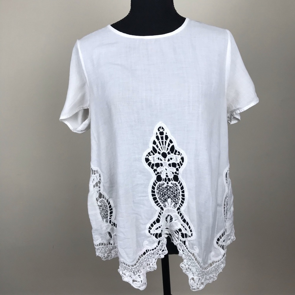 3/$15 Moneteau White Boho Blouse XL